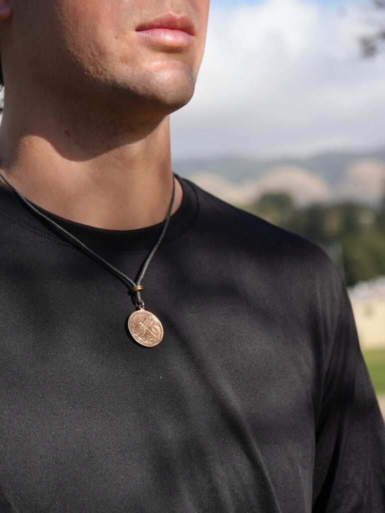 Dragonfly Medallion on Male Model