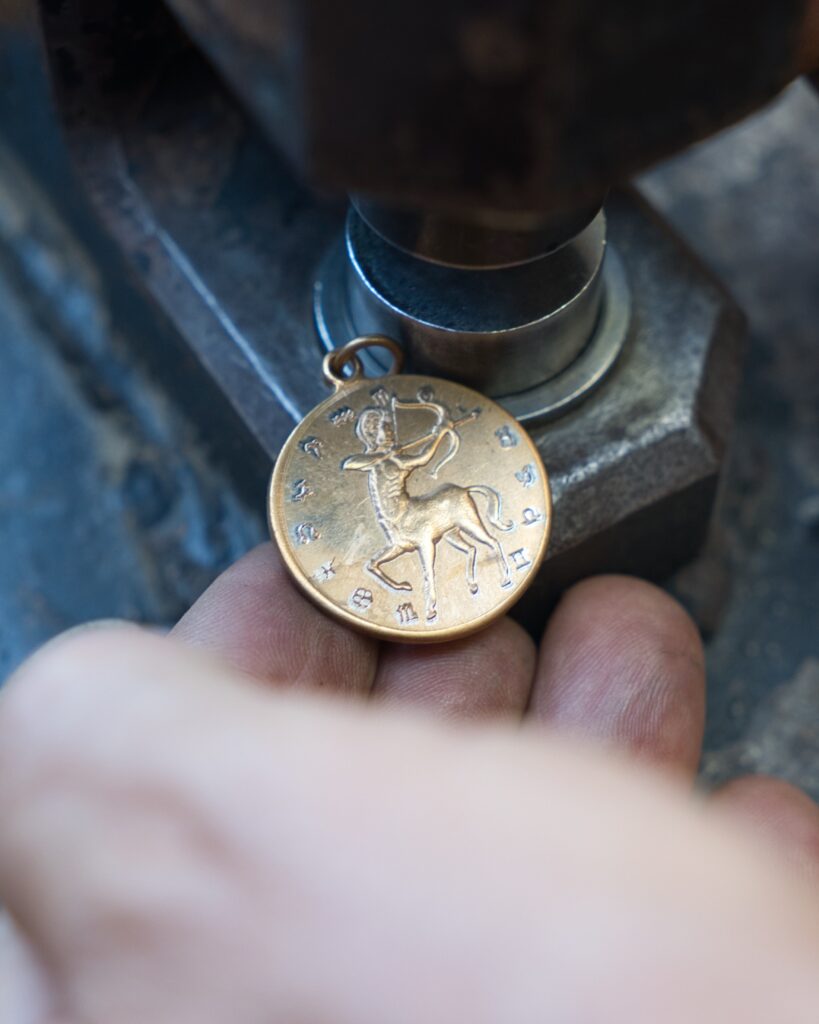 Chiron Medallion after pressing