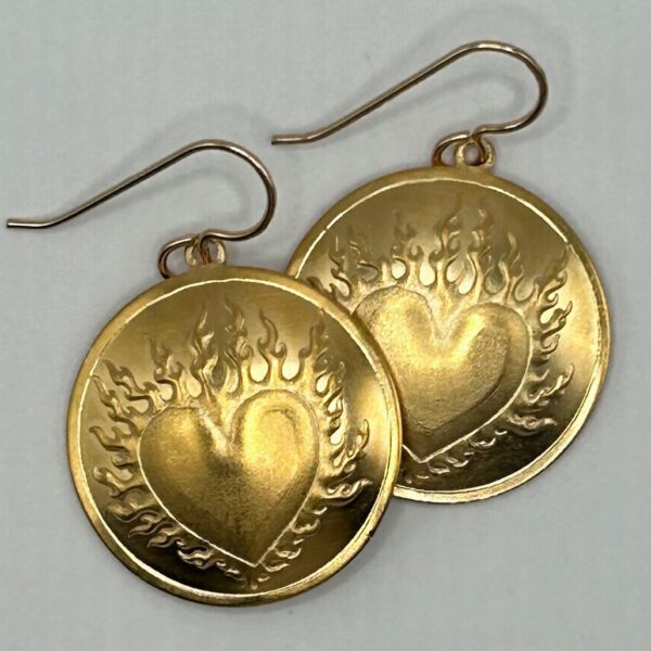 Flaming Heart Gold-Plated Earrings